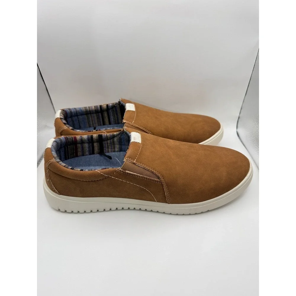 IZOD Jackson Slip On Sneakers Mens 11 Brown Memory Foam Casual Shoes 1535508